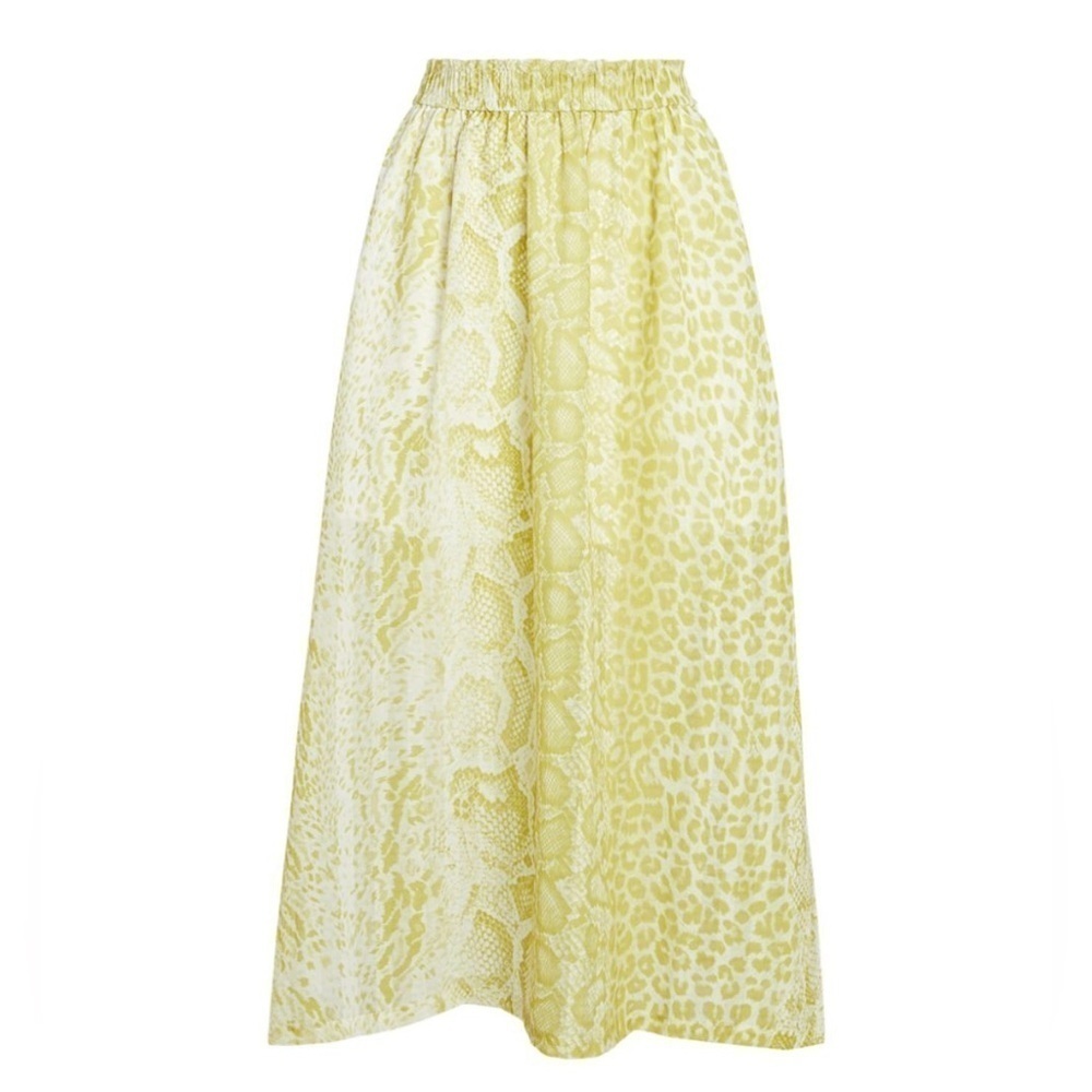 ALLSAINTS Clara Noche Pleated Midi Skirt in Lime Green - Picture 9 of 15